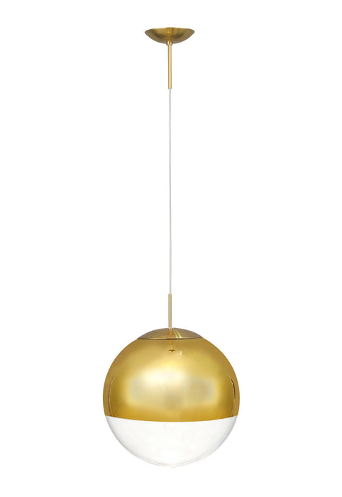 Deco Miranda Large Ball Pendant 1 Light E27 Antique Gold Suspension with Gold Mirrored/Clear Glass Globe • D0657