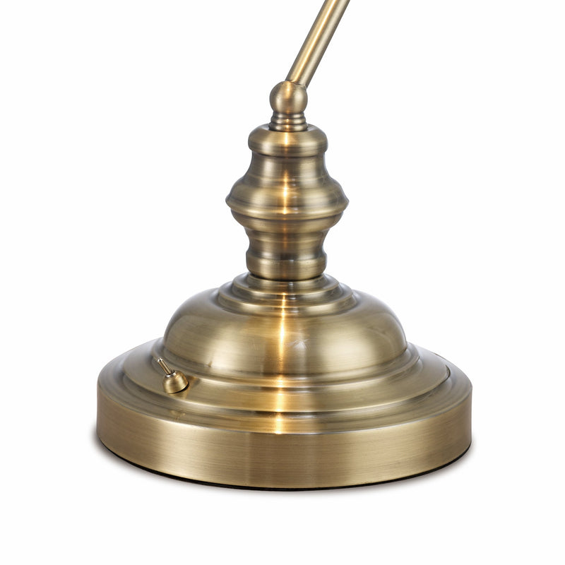 Deco Morgan Bankers Table Lamp 1 Light E27 Antique Brass/Green Glass • D0085