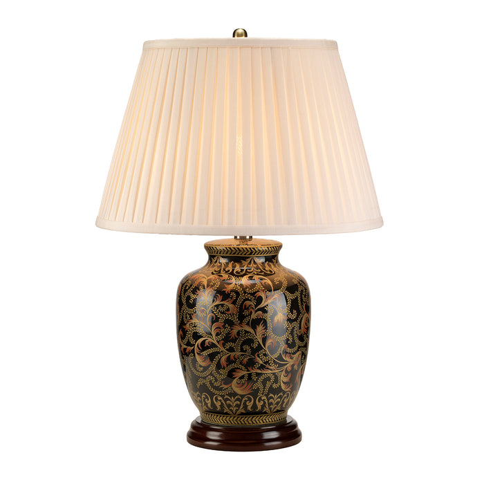 Elstead Lighting MORRIS-TL-SMALL Morris Single Light Small Table Lamp Complete With Cream Polycotton Pleat Shade