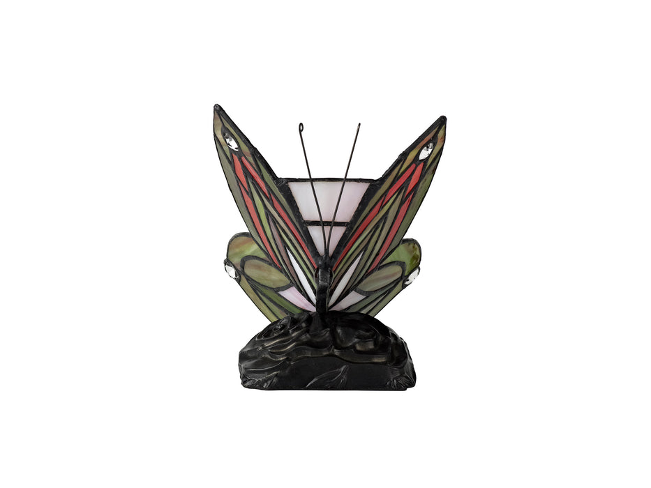 Regal Lighting SL-2001 1 Light Butterfly Tiffany Table Lamp Green And Red With Clear Crystal Shade