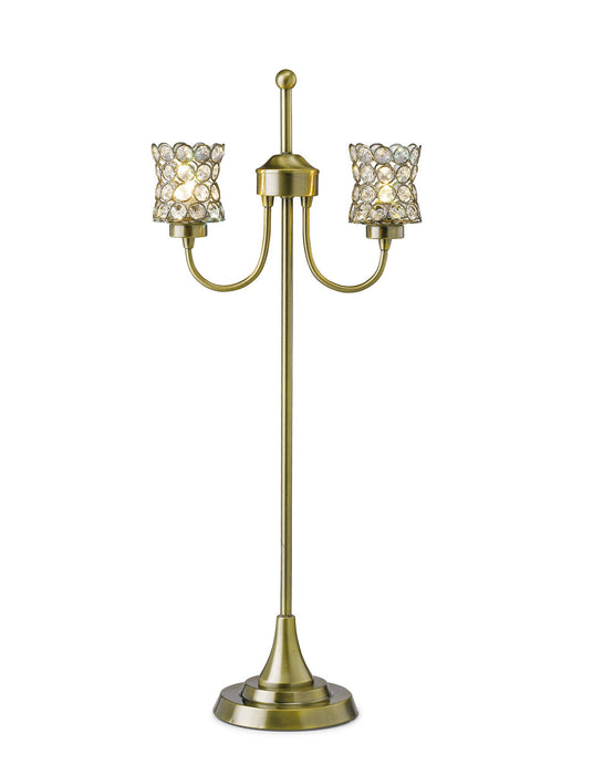 Diyas Nelson Table Lamp 2 Light G9 Antique Brass/Crystal • IL20663