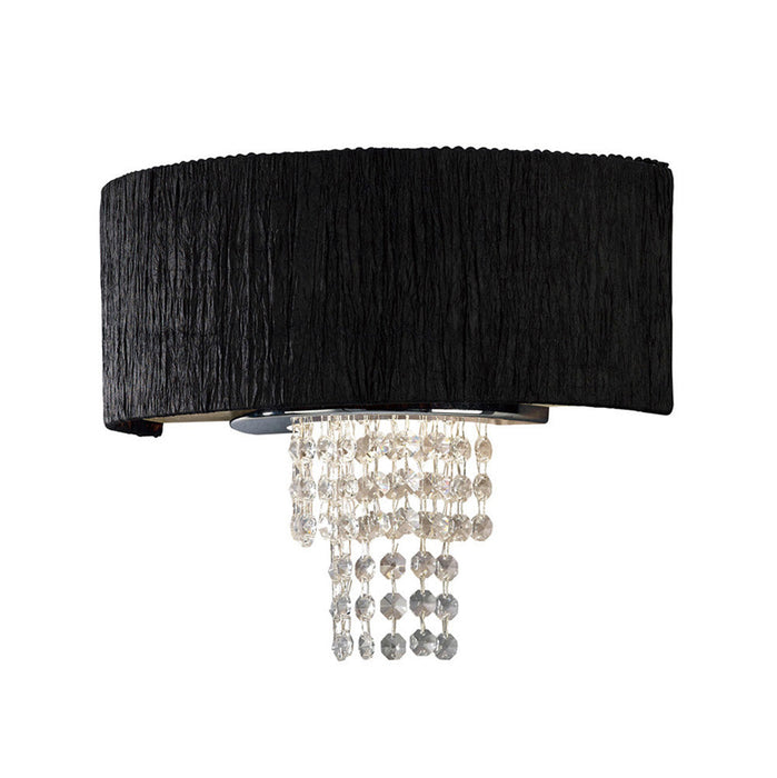 Diyas Nerissa Wall Lamp With Black Shade 2 Light E14 Polished Chrome/Crystal • IL30271/BL