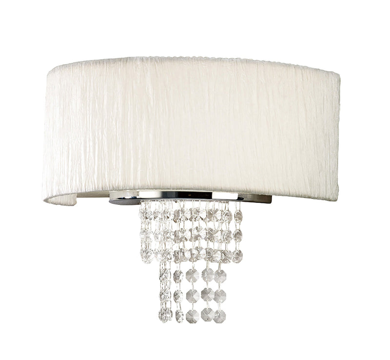 Diyas Nerissa Wall Lamp With White Shade 2 Light E14 Polished Chrome/Crystal • IL30271/WH