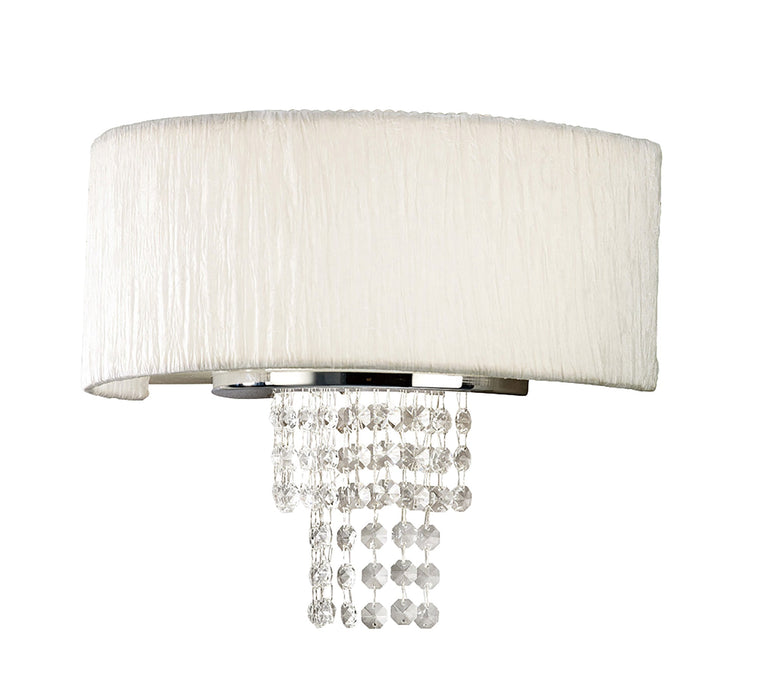 Diyas Nerissa Wall Lamp With White Shade 2 Light E14 Polished Chrome/Crystal • IL30271/WH
