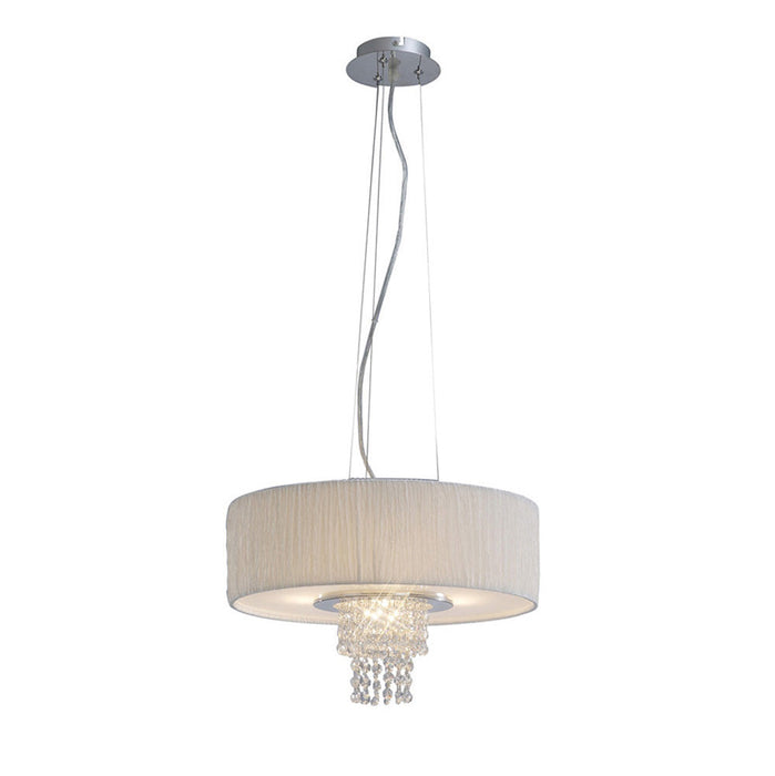 Diyas Nerissa Pendant With White Shade 4 Light E14 Polished Chrome/Crystal • IL30272/WH