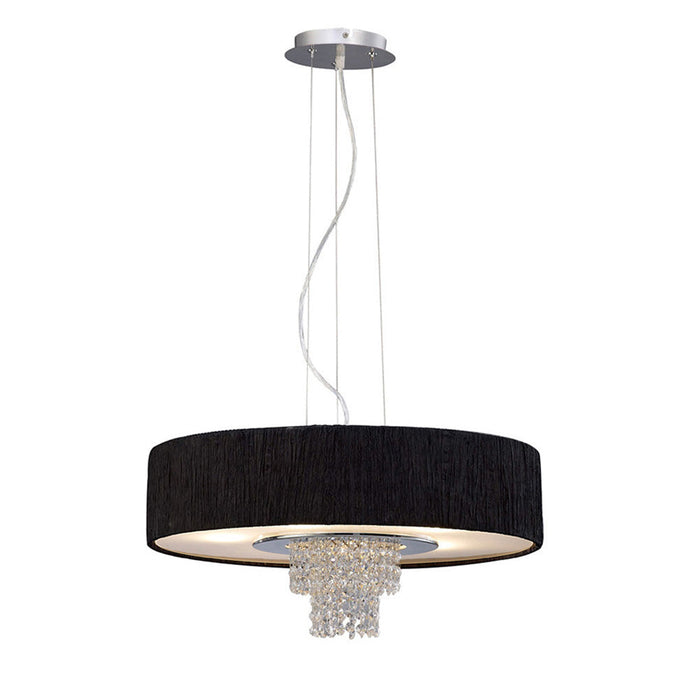 Diyas Nerissa Pendant With Black Shade 6 Light E14 Polished Chrome/Crystal • IL30273/BL