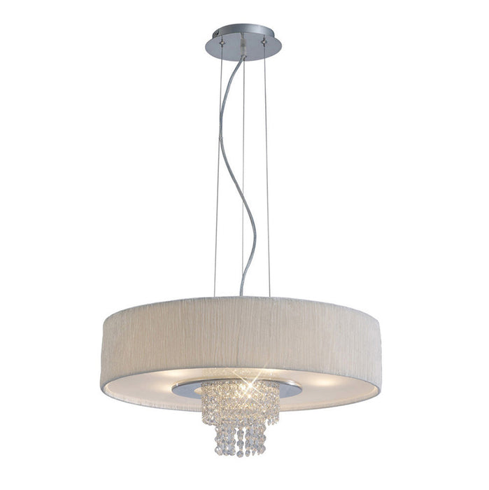 Diyas Nerissa Pendant With White Shade 6 Light E14 Polished Chrome/Crystal • IL30273/WH