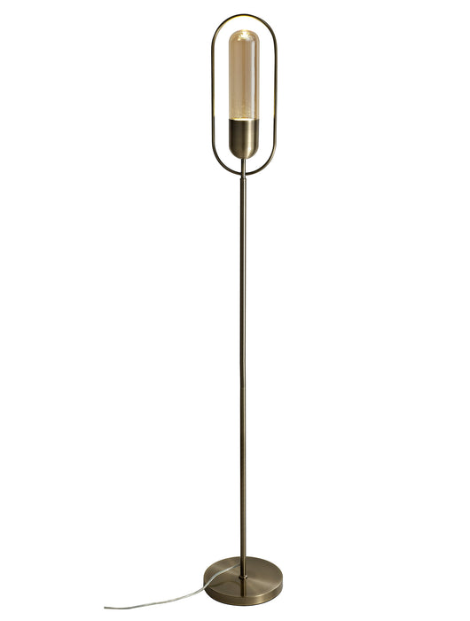 Regal Lighting SL-2187 1 Light LED Floor Lamp Antique Brass And Amber