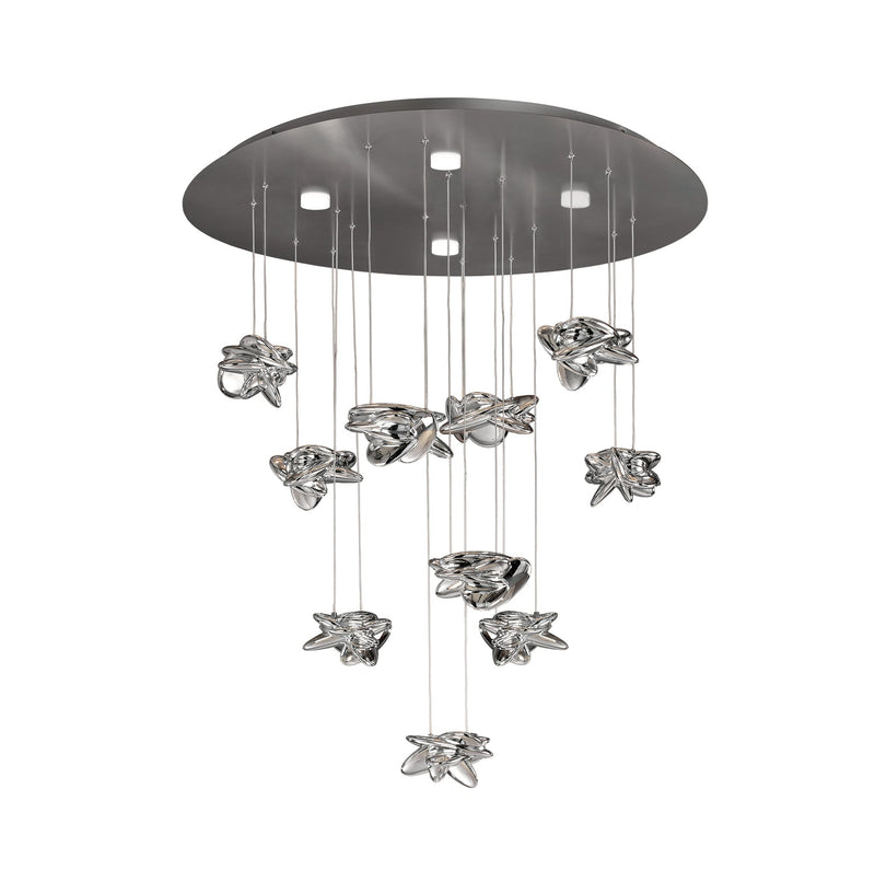 Mantra M5900 # Nido Pendant 90cm Round 10 + 4 Lights 60W + 20W LED 3000K, 6560lm, Chrome, 3yrs Warranty Item Weight: 16.7kg • M5900