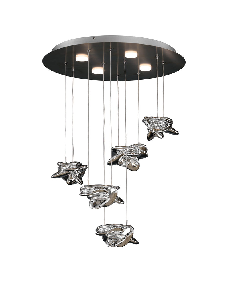 Mantra M5902 Nido Pendant 62cm Round 5 + 4 Lights 30W + 20W LED 3000K, 4000lm, Chrome, 3yrs Warranty • M5902