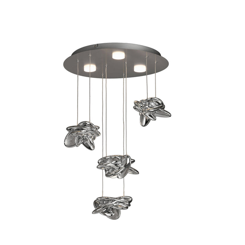 Mantra M5903 Nido Pendant 45cm Round 4 + 2 Lights 24W + 10W LED 3000K, 2800lm, Chrome, 3yrs Warranty • M5903