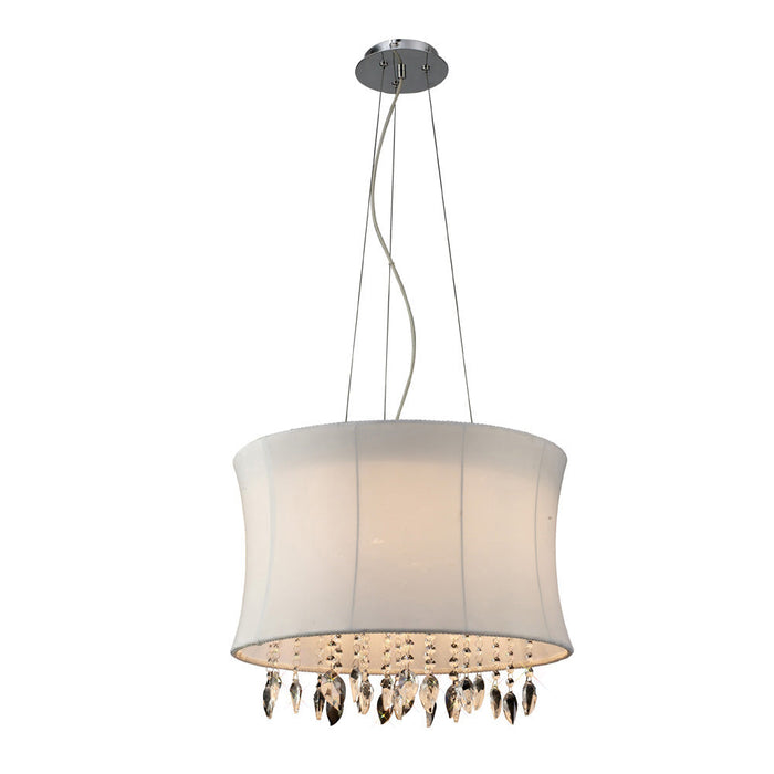 Diyas Niki Pendant 4 Light E14 With White Shade Polished Chrome/Clear Crystal • IL30563