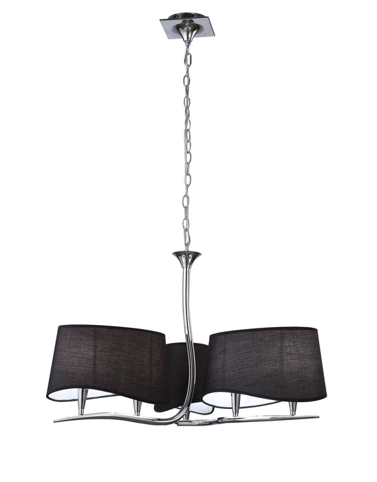 Mantra M1900/BS Ninette Pendant 3 Arm 6 Light E14, Polished Chrome With Black Shades • M1900/BS