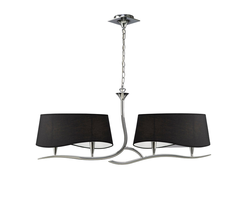 Mantra M1901, BS Ninette Linear Pendant 2 Arm 4 Light E14, Polished Chrome With Black Shades • M1901/BS