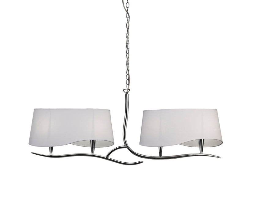 Mantra M1901 Ninette Linear Pendant 2 Arm 4 Light E14, Polished Chrome With Ivory White Shades • M1901