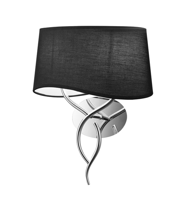 Mantra M1903/S/BS Ninette Wall Lamp Switched 2 Light E14, Polished Chrome With Black Shade • M1903/S/BS