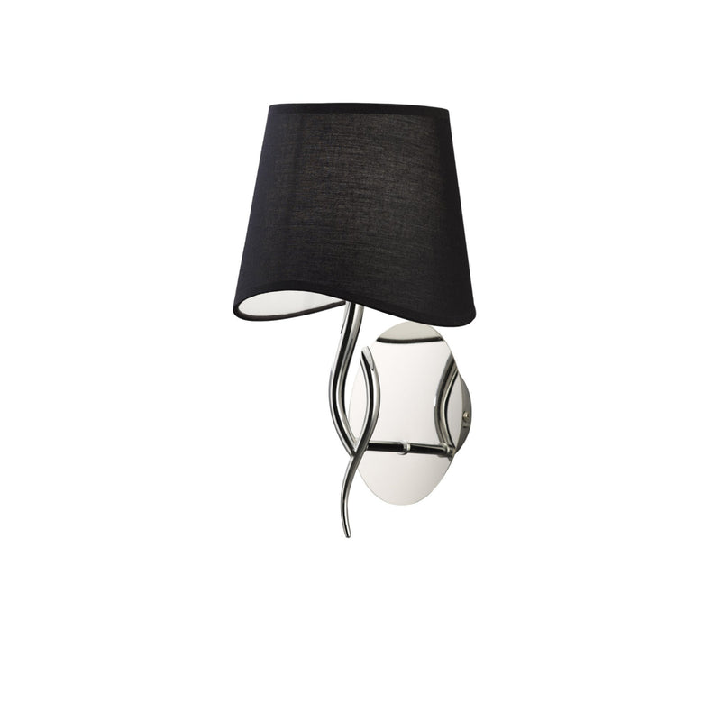 Mantra M1904/S/BS Ninette Wall Lamp Switched 1 Light E14, Polished Chrome With Black Shade • M1904/S/BS