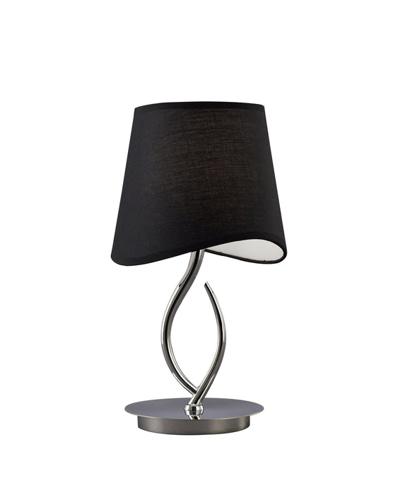 Mantra M1905/BS Ninette Table Lamp 1 Light E14 Small, Polished Chrome With Black Shade • M1905/BS