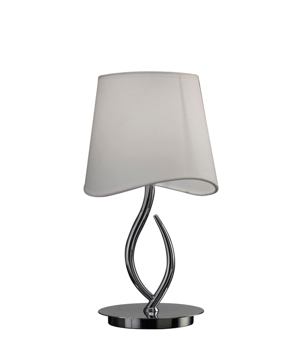 Mantra M1905 Ninette Table Lamp 1 Light E14 Small, Polished Chrome With Ivory White Shade • M1905