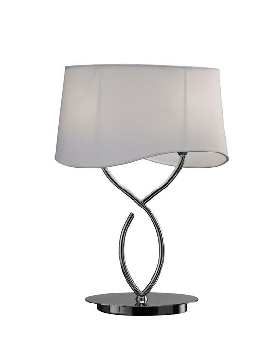 Mantra M1906 Ninette Table Lamp 2 Light E14 Large, Polished Chrome With Ivory White Shade • M1906