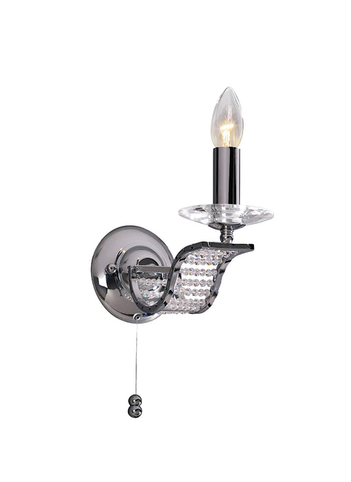 Diyas Niobe Wall Lamp Switched 1 Light E14 Polished Chrome/Crystal • IL30341