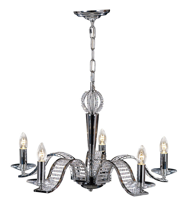 Diyas Niobe Pendant 5 Light E14 Polished Chrome/Crystal • IL30345