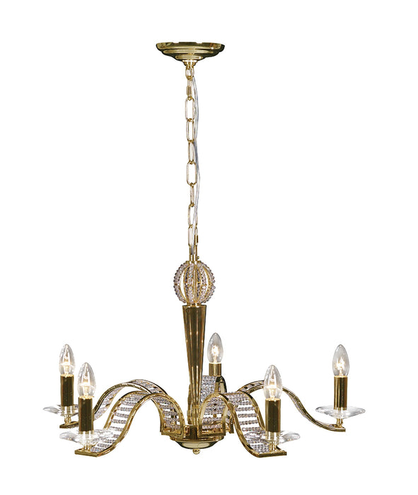 Diyas Niobe Pendant 5 Light E14 French Gold/Crystal • IL30445