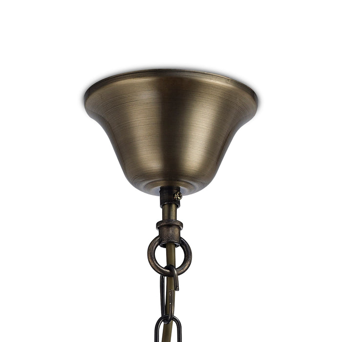 Deco Nolan Single Small Pendant 3 Light E14 Antique Brass/Amber Glass • D0088