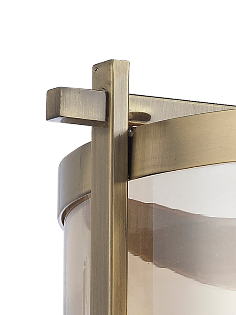 Deco Nolan Single Small Pendant 3 Light E14 Antique Brass/Amber Glass • D0088