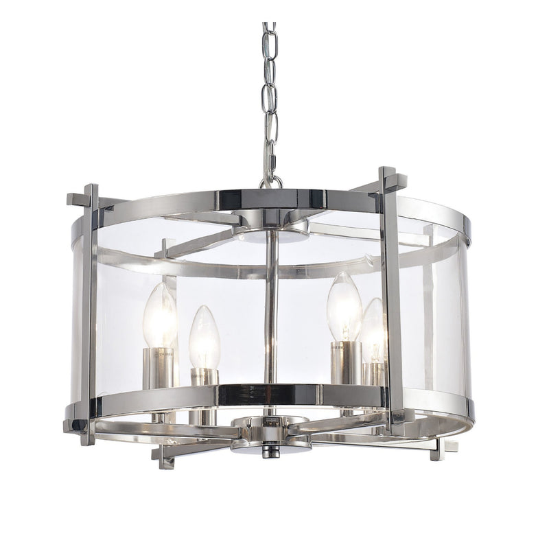 Deco Nolan Single Medium Pendant 4 Light E14 Polished Chrome/Clear Glass • D0089