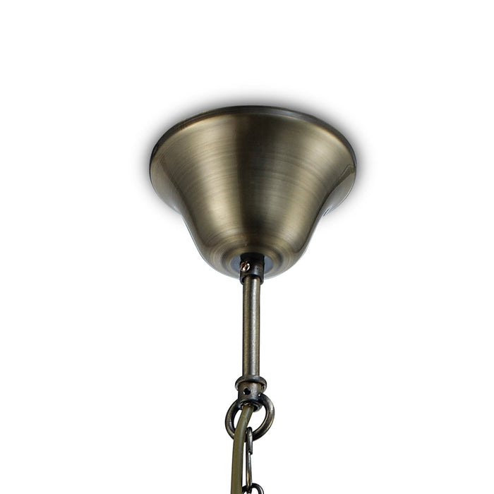 Deco Nolan Single Medium Pendant 4 Light E14 Antique Brass/Amber Glass • D0090