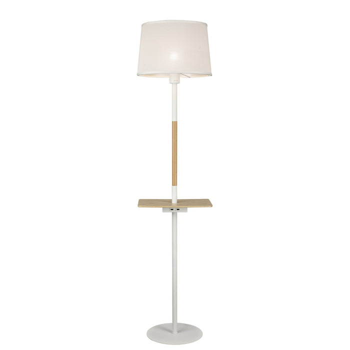 Mantra M5465 Nordica II Floor Lamp With USB Socket, 1x23W E27, White/Beech With White Shade • M5465