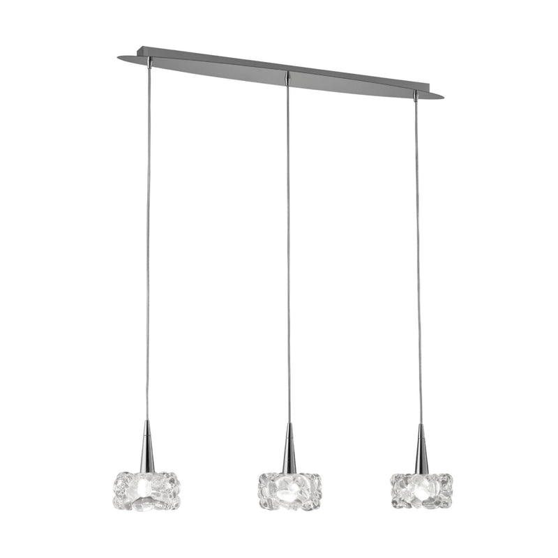 Mantra M3921 O2 Linear Pendant 3 Light G9 Line Small, Polished Chrome • M3921