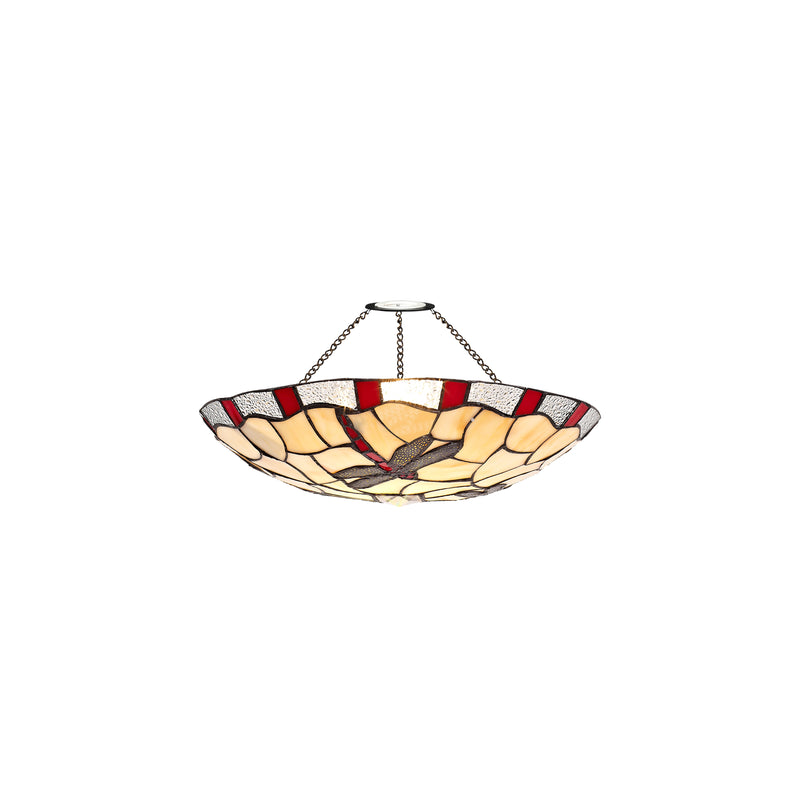 Regal Lighting SL-2042 Tiffany Easy Fit Uplighter Shade Cream And Red 35cm