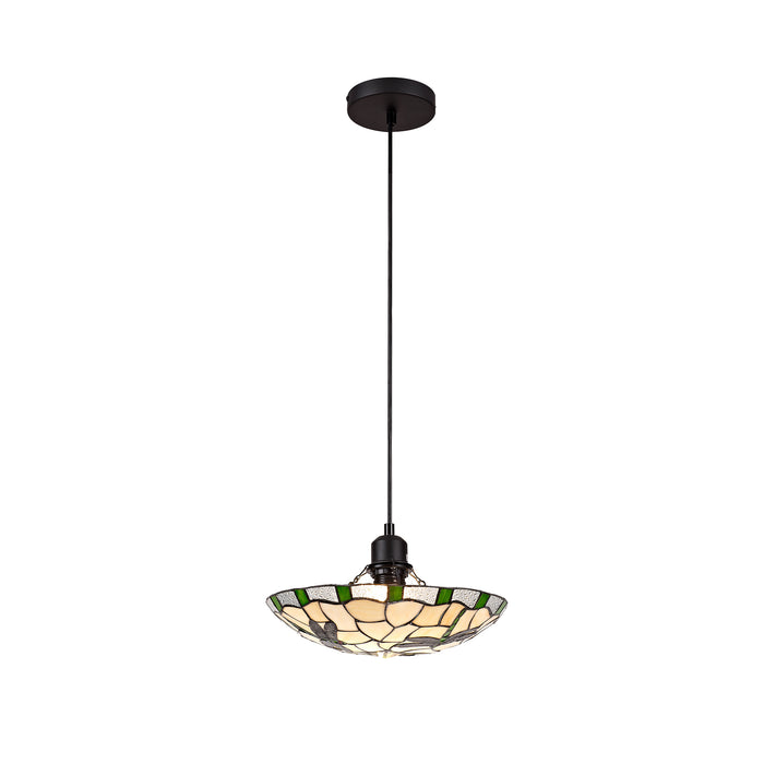 Regal Lighting SL-1346 1 Light 35cm Tiffany Pendant  Green And Cream With Clear Crystal Shade