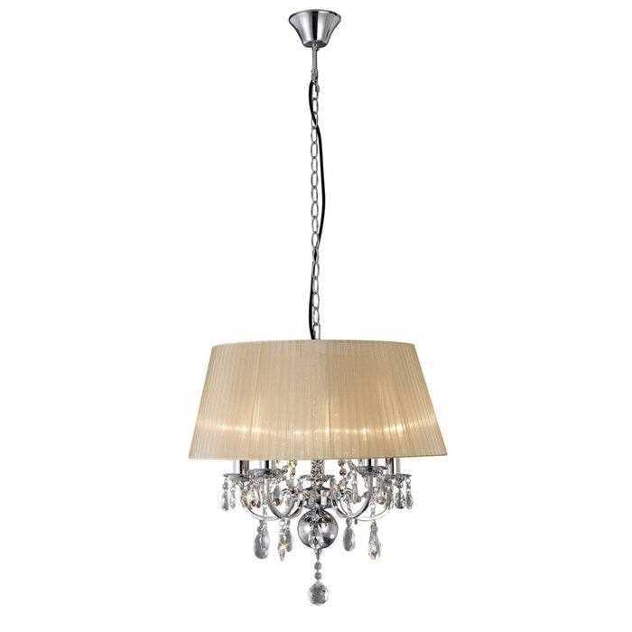 Diyas Olivia Pendant With Soft Bronze Shade 5 Light E14 Polished Chrome/Crystal • IL30045/SB