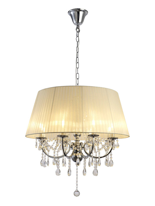 Diyas Olivia Pendant With Ivory Cream Shade 8 Light E14 Polished Chrome/Crystal • IL30056/CR