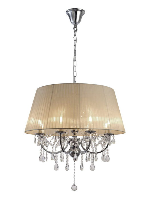 Diyas Olivia Pendant With Soft Bronze Shade 8 Light E14 Polished Chrome/Crystal • IL30056/SB