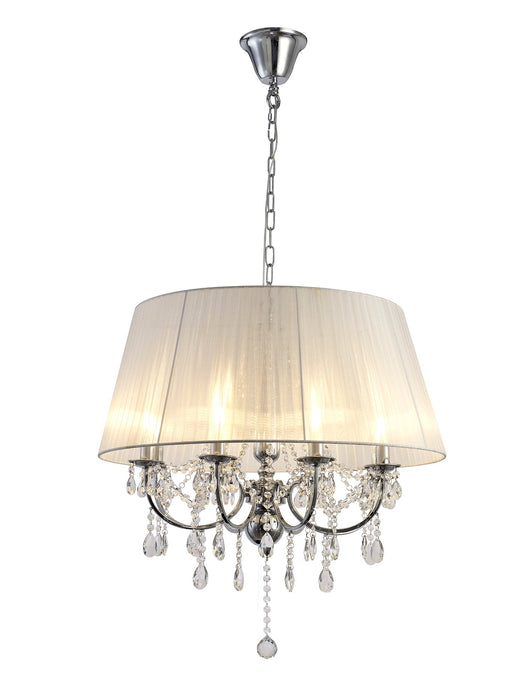 Diyas Olivia Pendant With White Shade 8 Light E14 Polished Chrome/Crystal • IL30056/WH