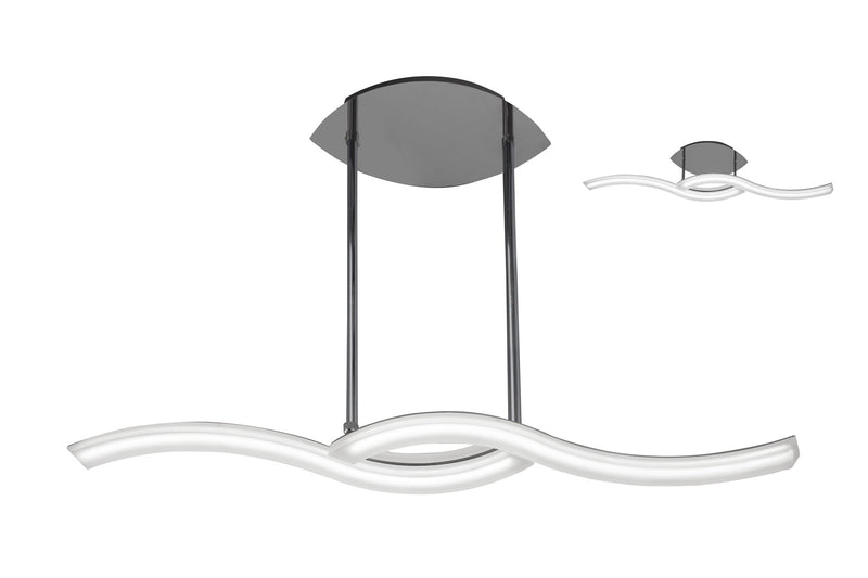 Mantra M3567 On Telescopic Semi Flush Convertible Line 28W LED 3000K, 2800lm, Polished Chrome, Frosted Acrylic, 3yrs Warranty • M3567