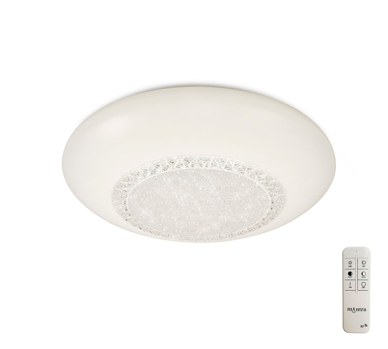 Mantra Fusion M6235 Opera Flush Fitting 41cm Round, 24W LED, 3000-6500K Tuneable White, 1680lm, White, Remote Control, 3yrs Warranty • M6235