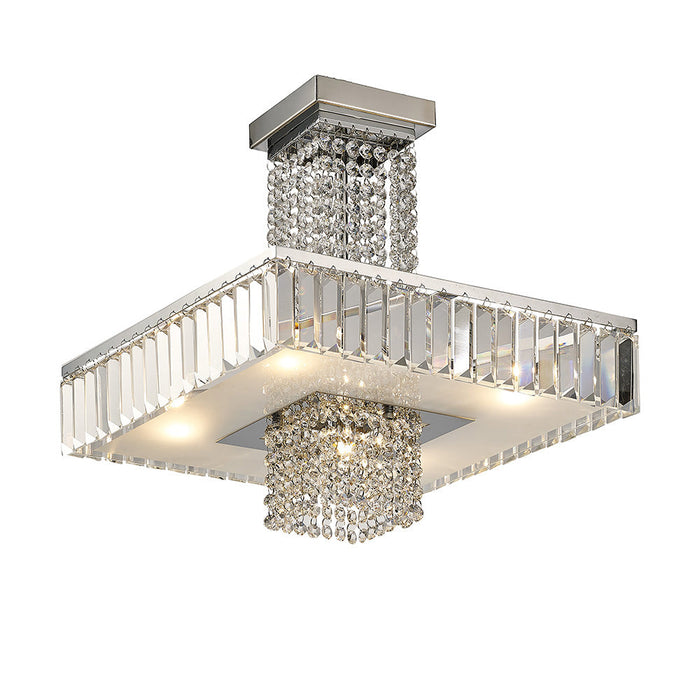 Diyas Ophelia Square Semi Ceiling 5 Light G9 Polished Chrome/Crystal • IL31550