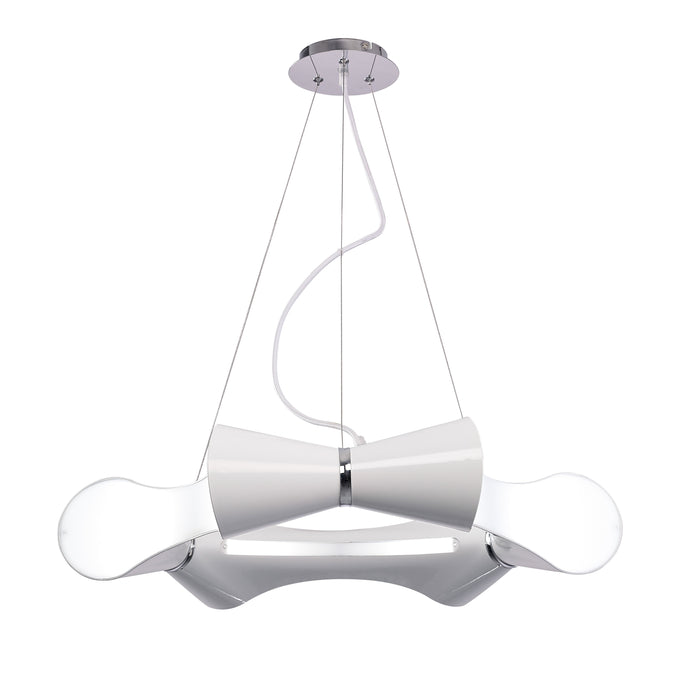 Mantra M1540 Ora Pendant 6 Flat Round Light E27, Gloss White/White Acrylic/Polished Chrome • M1540