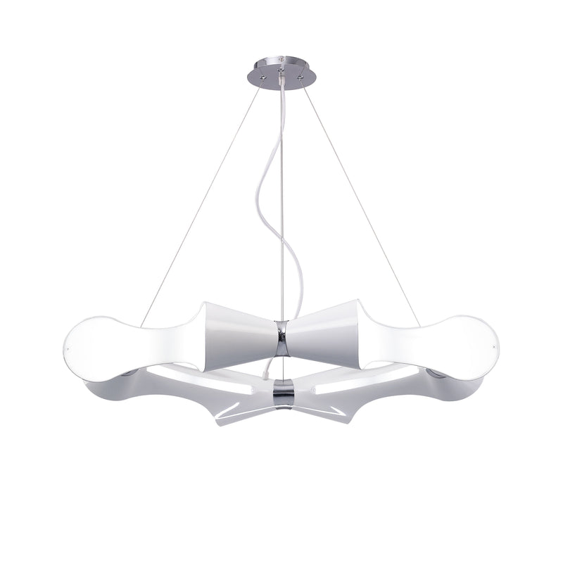 Mantra M1541 Ora Pendant 8 Flat Round Light E27, Gloss White/White Acrylic/Polished Chrome • M1541