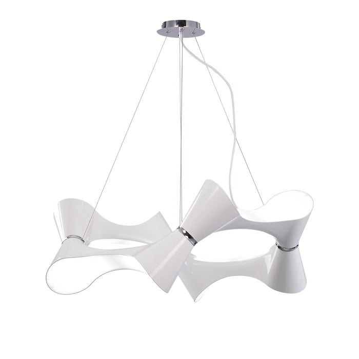 Mantra M1542 Ora Pendant 8 Twisted Round Light E27, Gloss White/White Acrylic/Polished Chrome • M1542