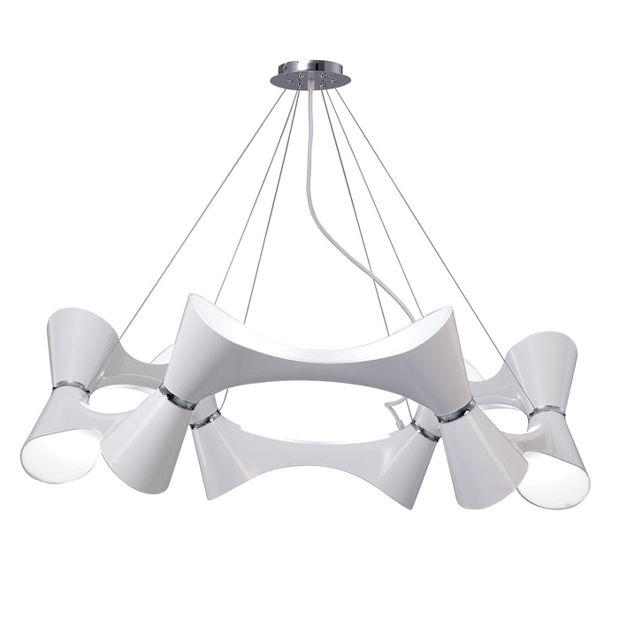 Mantra M1543 Ora Pendant 12 Twisted Round Light E27, Gloss White/White Acrylic/Polished Chrome • M1543