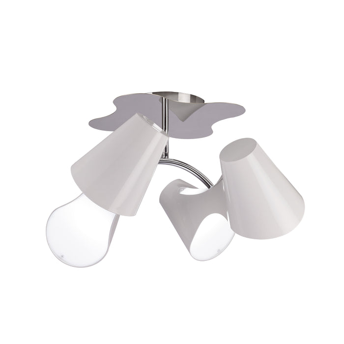 Mantra M1545 Ora Ceiling 2 Arm 4 Light E27, Gloss White/White Acrylic/Polished Chrome • M1545