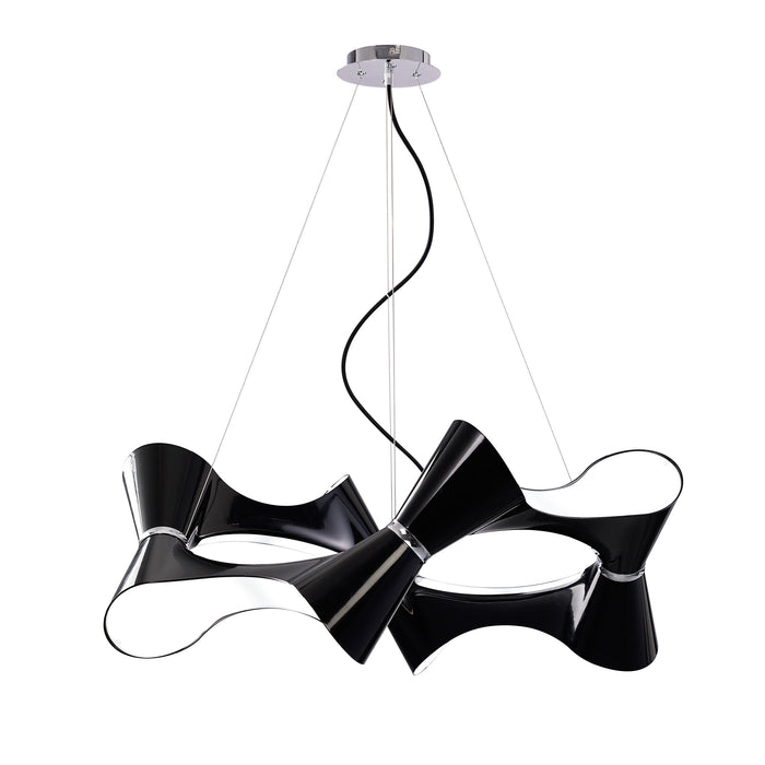 Mantra M1552 Ora Pendant 8 Twisted Round Light E27, Gloss Black/White Acrylic/Polished Chrome • M1552