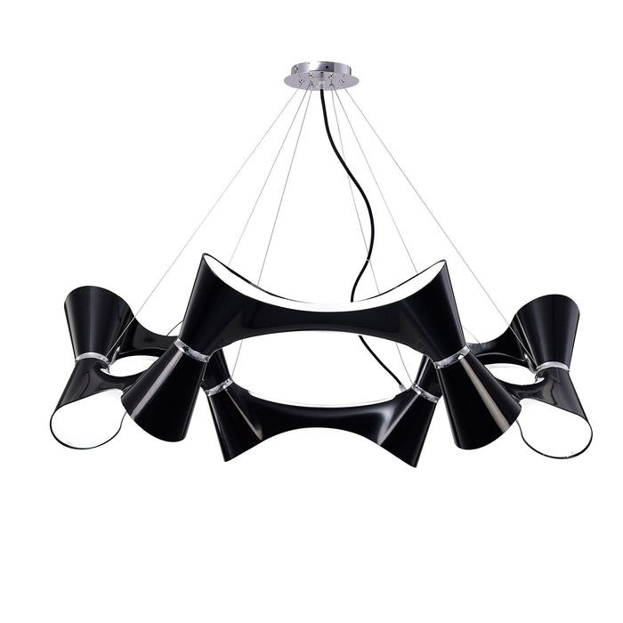 Mantra M1553 Ora Pendant 12 Twisted Round Light E27, Gloss Black/White Acrylic/Polished Chrome • M1553