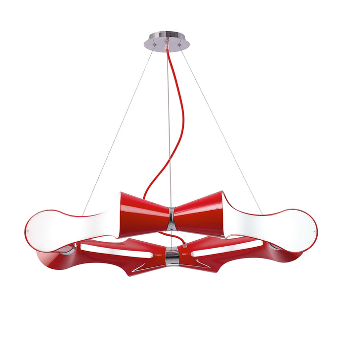 Mantra M1561 Ora Pendant 8 Flat Round Light E27, Gloss Red/White Acrylic/Polished Chrome • M1561